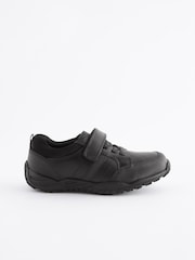 Black Narrow Fit (E) School Leather Elastic Lace Shoes - Image 3 of 8