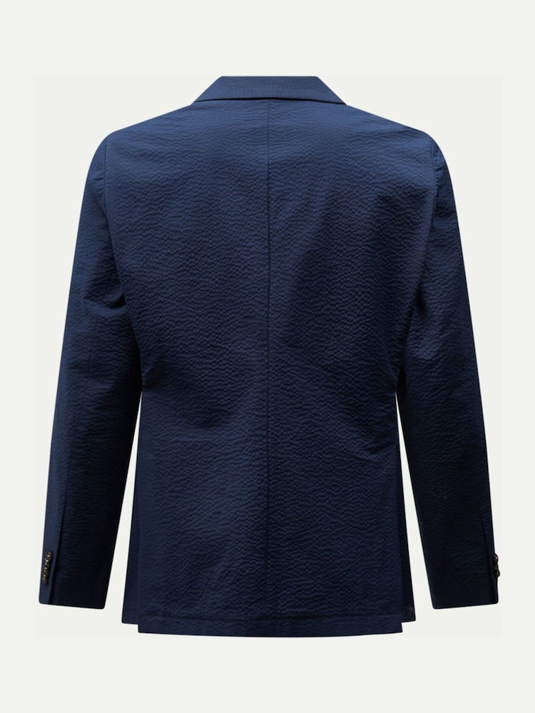 Peckham Rye Blue Contemporary Seersucker Double Breasted Blazer - Image 2 of 5 Peckham Rye Blue Contemporary Seersucker Double Breasted Blazer - Image 2 of 5
