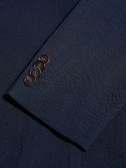 Peckham Rye Blue Contemporary Seersucker Double Breasted Blazer - Image 5 of 5