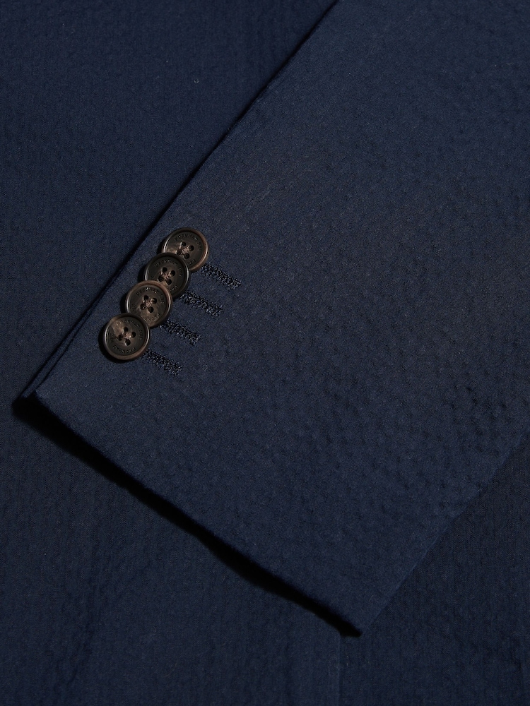 Peckham Rye Blue Contemporary Seersucker Double Breasted Blazer - Image 5 of 5 Peckham Rye Blue Contemporary Seersucker Double Breasted Blazer - Image 5 of 5