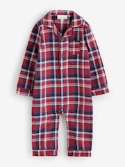 The Little Tailor Red Checked Flannel Button Through Christmas Onesie - Image 1 of 1