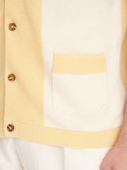 Peckham Rye Yellow Open Stitch Panel Short Sleeves Revere Shirt - Image 6 of 9