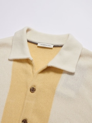 Peckham Rye Yellow Open Stitch Panel Short Sleeves Revere Shirt - Image 7 of 9
