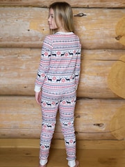 The Little Tailor Cream Cotton Reindeer Fairisle Pattern Christmas Pyjamas - Image 3 of 6