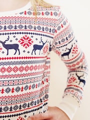 The Little Tailor Cream Cotton Reindeer Fairisle Pattern Christmas Pyjamas - Image 5 of 6