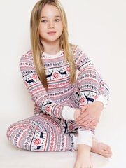 The Little Tailor Cream Cotton Reindeer Fairisle Pattern Christmas Pyjamas - Image 6 of 6