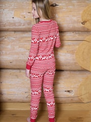 The Little Tailor Red Cotton Reindeer Fairisle Pattern Christmas Pyjamas - Image 3 of 5