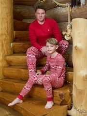 The Little Tailor Red Cotton Reindeer Fairisle Pattern Christmas Pyjamas - Image 4 of 5