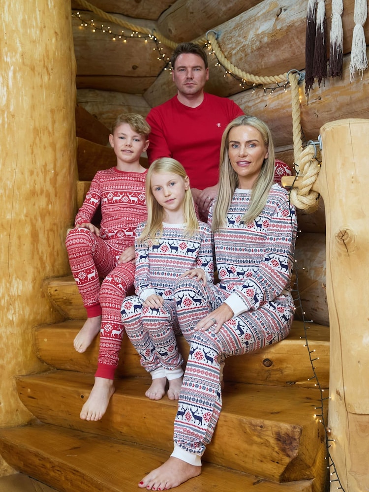 The Little Tailor Red Cotton Reindeer Fairisle Pattern Christmas Pyjamas - Image 5 of 5 The Little Tailor Red Cotton Reindeer Fairisle Pattern Christmas Pyjamas - Image 5 of 5