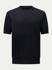 أسود - Peckham Rye Knitted Short Sleeves T-Shirt - Image 1 of 4