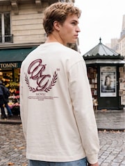JACK & JONES White Long Sleeve Back Print T-Shirt - Image 1 of 11