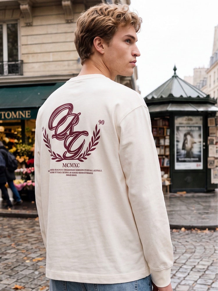 JACK & JONES White Long Sleeve Back Print T-Shirt - Image 1 of 11 JACK & JONES White Long Sleeve Back Print T-Shirt - Image 1 of 11