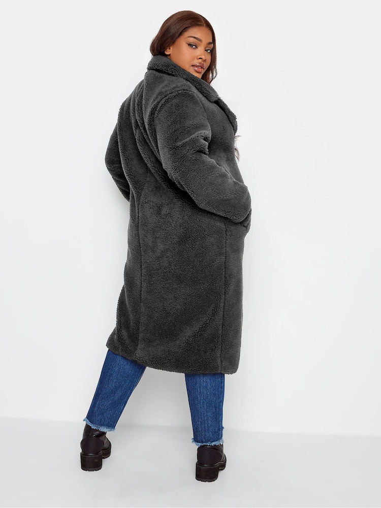 Yours Curve Black Maxi Borg Coat - Image 2 of 4