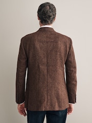 Rust Brown Signature Moons British Wool Textured Blazer - Image 2 of 5