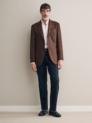 Rust Brown Signature Moons British Wool Textured Blazer - Image 3 of 5
