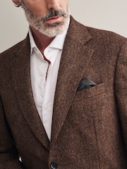Rust Brown Signature Moons British Wool Textured Blazer - Image 4 of 5