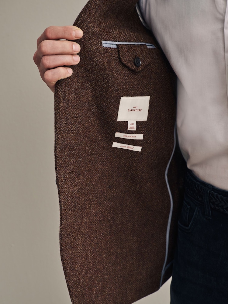 Rust Brown Signature Moons British Wool Textured Blazer - Image 5 of 5