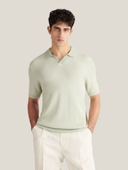Peckham Rye Green Open Collar Short Sleeves Knitted Polo - Image 1 of 6
