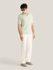 Peckham Rye Green Open Collar Short Sleeves Knitted Polo - Image 3 of 6