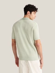 Peckham Rye Green Open Collar Short Sleeves Knitted Polo - Image 4 of 6