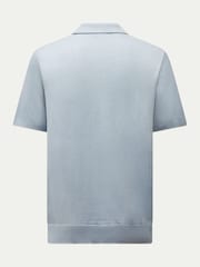 Peckham Rye Blue Textured Rib Short Sleeves Knitted Polo Shirt - Image 2 of 5