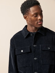 Black Micro Corduroy Shacket - Image 4 of 10