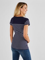 JoJo Maman Bébé Navy White Stripe Breton Stripe Nursing T-Shirt - Image 2 of 5