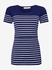 JoJo Maman Bébé Navy White Stripe Breton Stripe Nursing T-Shirt - Image 5 of 5