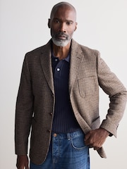 Brown Signature Moon's Wool Dogtooth Blazer - Image 1 of 12