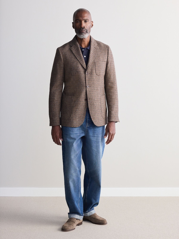 Brown Signature Moon's Wool Dogtooth Blazer - Image 2 of 12