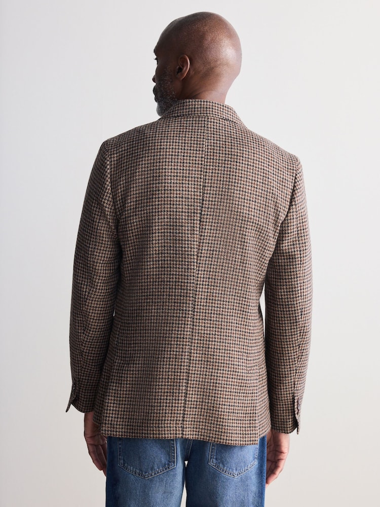 Brun - Blazer Signature Moon's en laine à motif pied-de-poule - Image 3 of 12