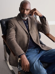 Brown Signature Moon's Wool Dogtooth Blazer - Image 4 of 12