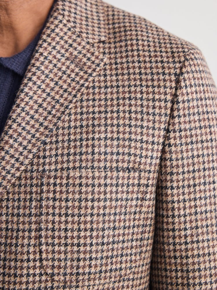 Brun - Blazer Signature Moon's en laine à motif pied-de-poule - Image 6 of 12