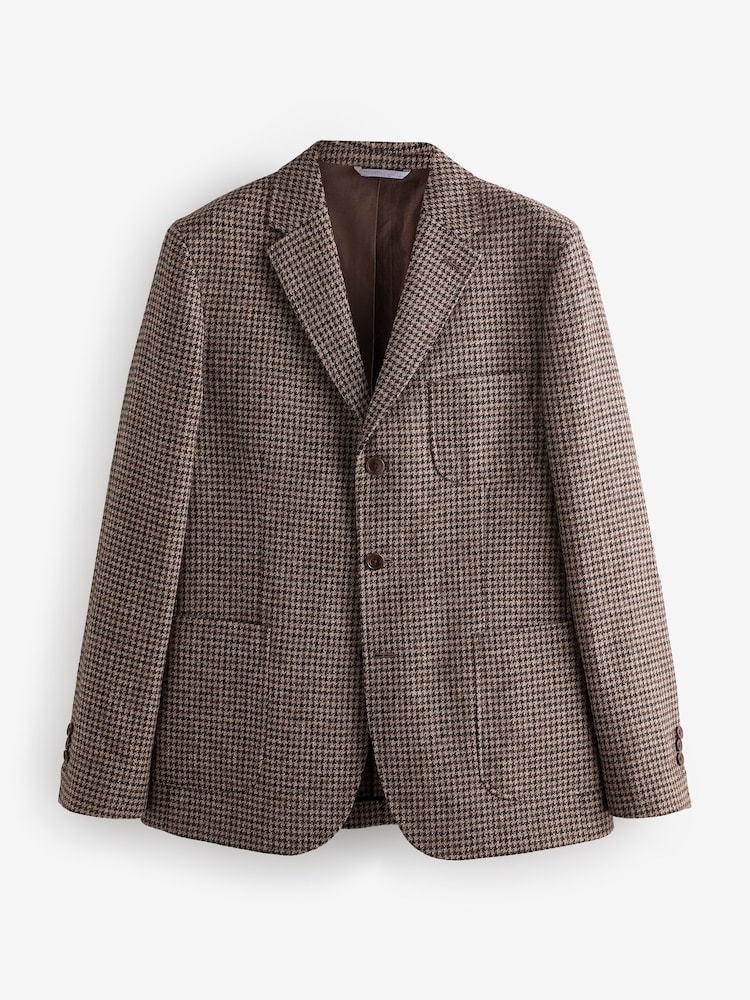 Brun - Blazer Signature Moon's en laine à motif pied-de-poule - Image 9 of 12