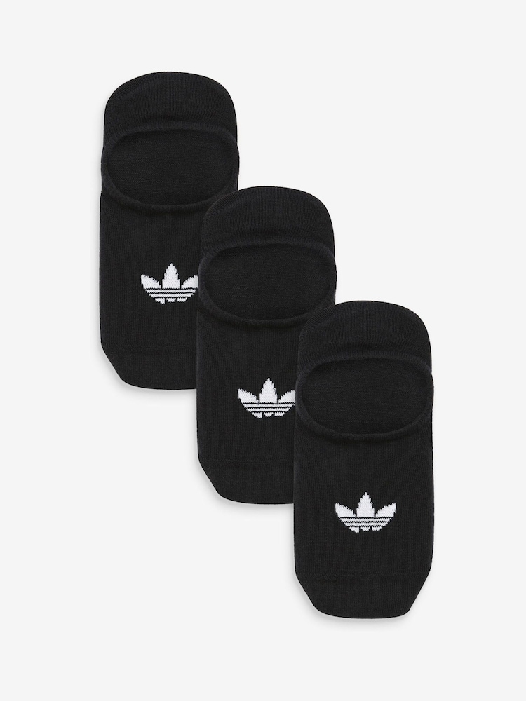 Pack de tres pares de calcetines invisibles en negro de adulto de adidas Originals - Imagen 1 de 5