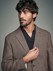 Brown Brushed Check Blazer With Wool - Image 4 of 10