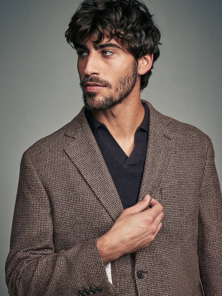 Коричневий - Brushed Check блейзер With Wool - Image 4 of 10