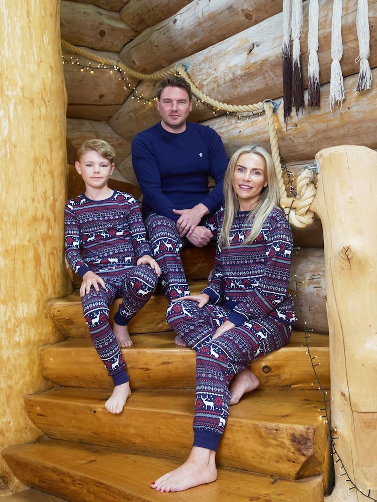 The Little Tailor Blue Cotton Reindeer Fairisle Pattern Christmas Pyjamas - Image 4 of 4