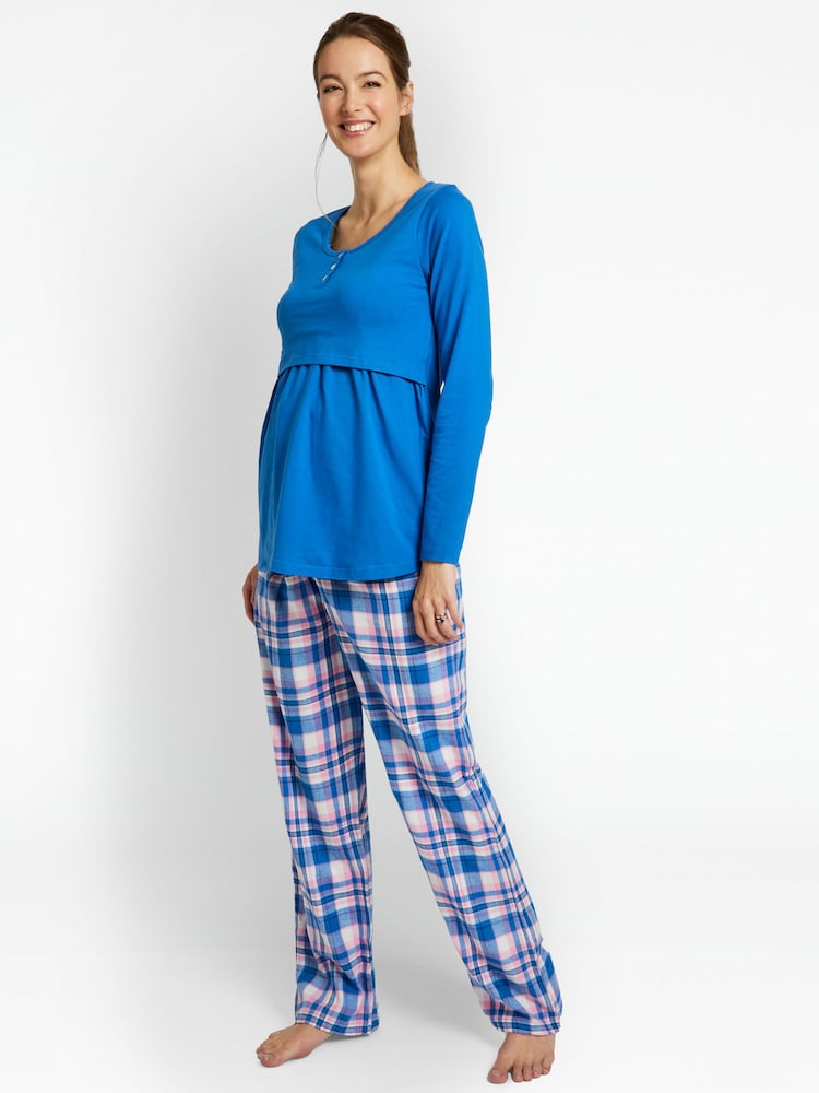 Blau kariert - Jojo Maman Bébé Umstands-/Stillmode Pyjama - Bild 1 von 2 Blau kariert - Jojo Maman Bébé Umstands-/Stillmode Pyjama - Bild 1 von 2