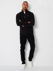 Threadbare Black Contrast Side Panel Quarter Zip Fleece - Image 3 of 4
