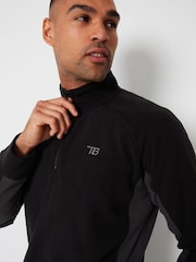 Threadbare Black Contrast Side Panel Quarter Zip Fleece - Image 4 of 4