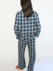 The Little Tailor Blue Checked Flannel Button Through Christmas Pyjamas - Image 3 of 4