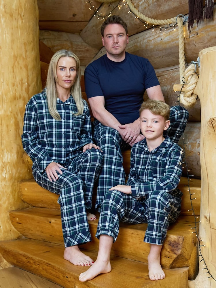 The Little Tailor Blue Checked Flannel Button Through Christmas Pyjamas - Image 4 of 4