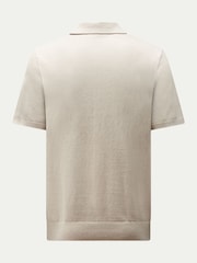 Peckham Rye Natural Textured Rib Short Sleeves Knitted Polo Shirt - Image 2 of 5