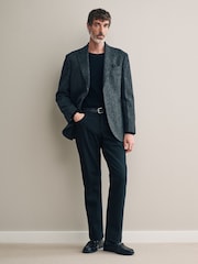 Charcoal Grey Signature Moons British Wool Textured Blazer - Image 2 of 10