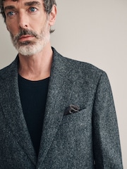 Charcoal Grey Signature Moons British Wool Textured Blazer - Image 4 of 10