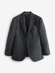 Charcoal Grey Signature Moons British Wool Textured Blazer - Image 6 of 10