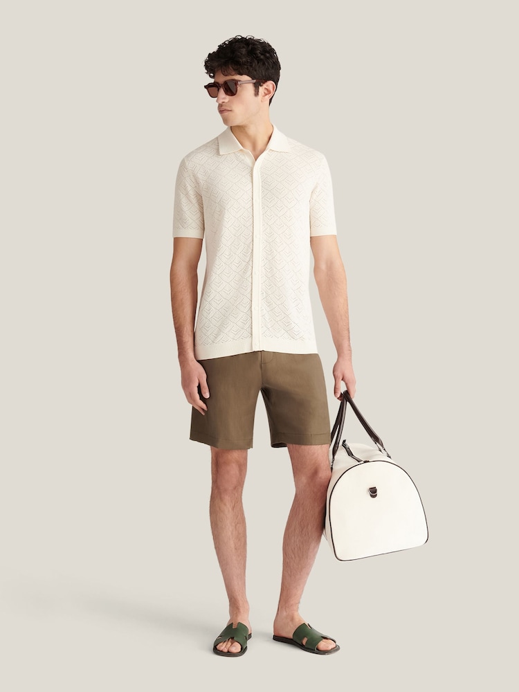 Peckham Rye Natural Open Stitch Knitted Short Sleeves Shirt - Image 2 of 10 Peckham Rye Natural Open Stitch Knitted Short Sleeves Shirt - Image 2 of 10