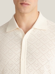 Peckham Rye Natural Open Stitch Knitted Short Sleeves Shirt - Image 5 of 10