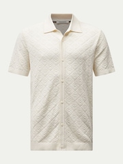 Peckham Rye Natural Open Stitch Knitted Short Sleeves Shirt - Image 6 of 10